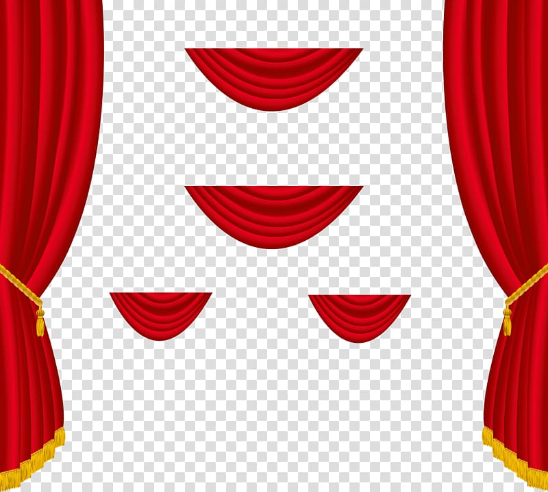Theater drapes and stage curtains Window , Red Curtains Decoration , red curtain borders transparent background PNG clipart