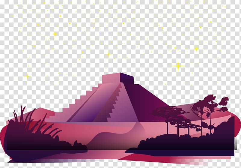 Euclidean Pyramid Illustration, The pyramid under the night transparent background PNG clipart