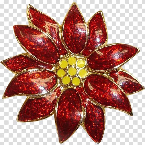 Brooch Poinsettia Pin Gold Imitation Gemstones & Rhinestones, christmasss red flower transparent background PNG clipart