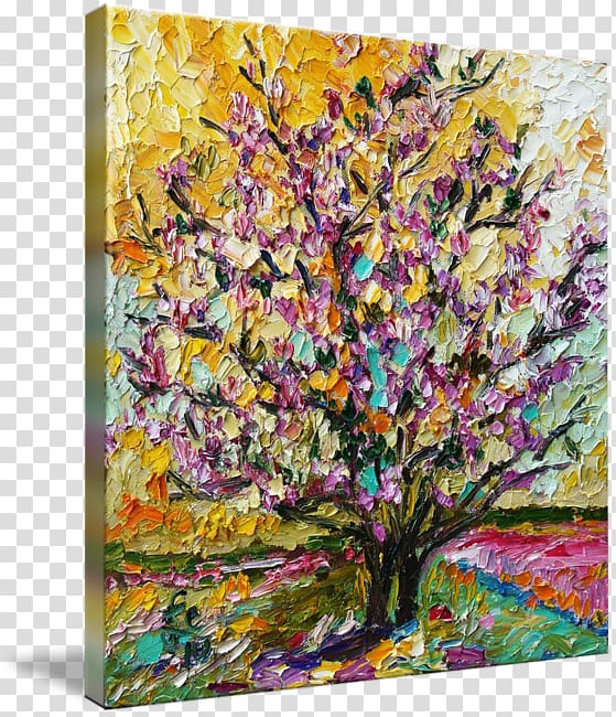 Tree Roots Oil painting Impressionism Art, magnolia flower painting transparent background PNG clipart