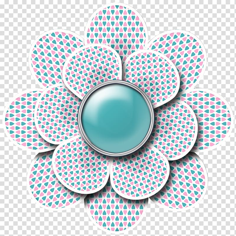 Paper Pressed flower craft Scrapbooking Button, teal transparent background PNG clipart