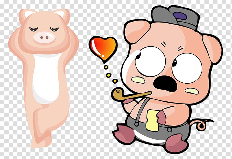 Domestic pig Cartoon Illustration, Cartoon pig transparent background PNG clipart