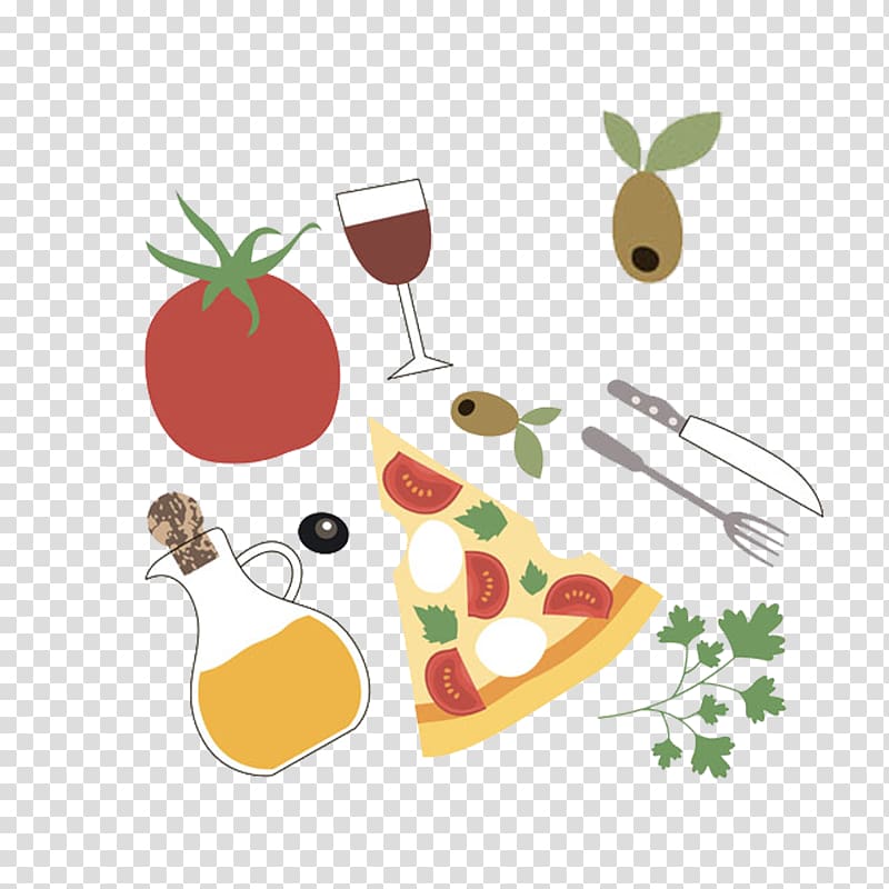 Pizza delivery Italian cuisine Drawing, Pizza knife and fork transparent background PNG clipart