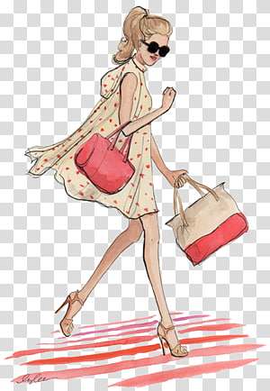 Fashion illustration Stylish fashion models Fashion girl Sketch Girls in  a dress with a floral pattern Stock Vector  Adobe Stock