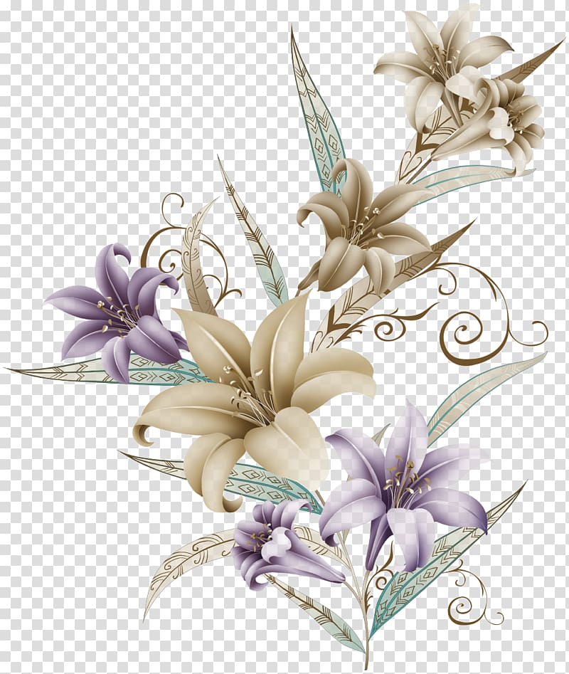 purple and white flower , Flower Watercolor painting Illustration, Painted Magnolia pull material effect element Free transparent background PNG clipart