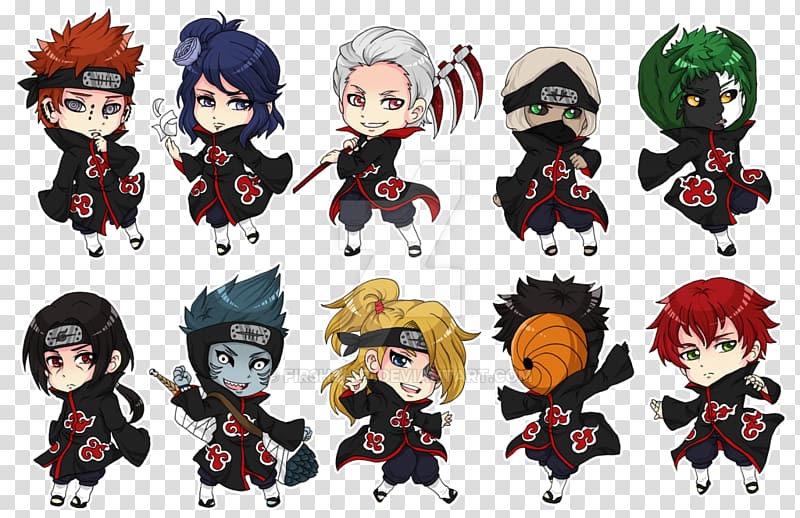 Hidan Kakuzu Konan Deidara Sasuke Uchiha, Chibi transparent background PNG clipart