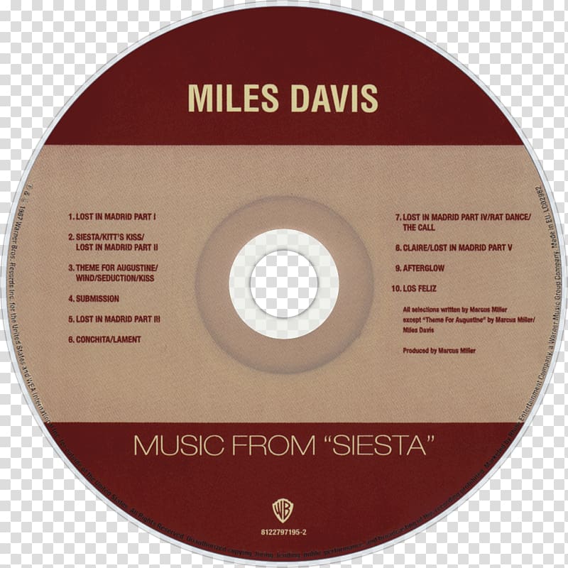 Music from Siesta Compact disc Album 7 Years, miles davis transparent background PNG clipart