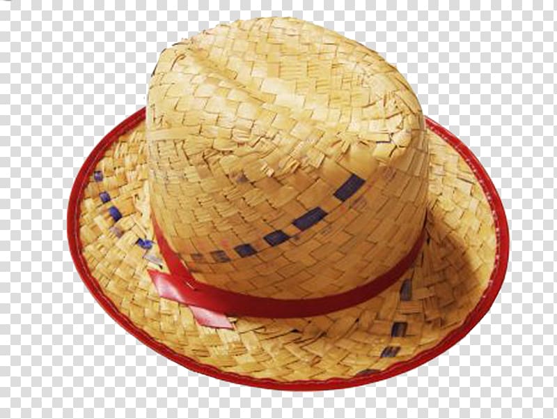 Straw hat Yellow, Yellow straw hat transparent background PNG clipart
