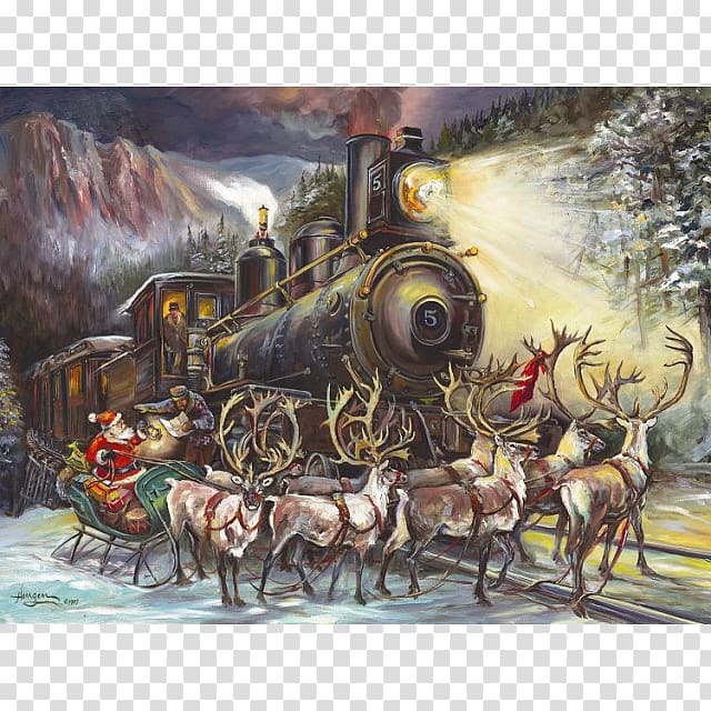 Santa Claus Jigsaw Puzzles Christmas Train, santa claus transparent background PNG clipart