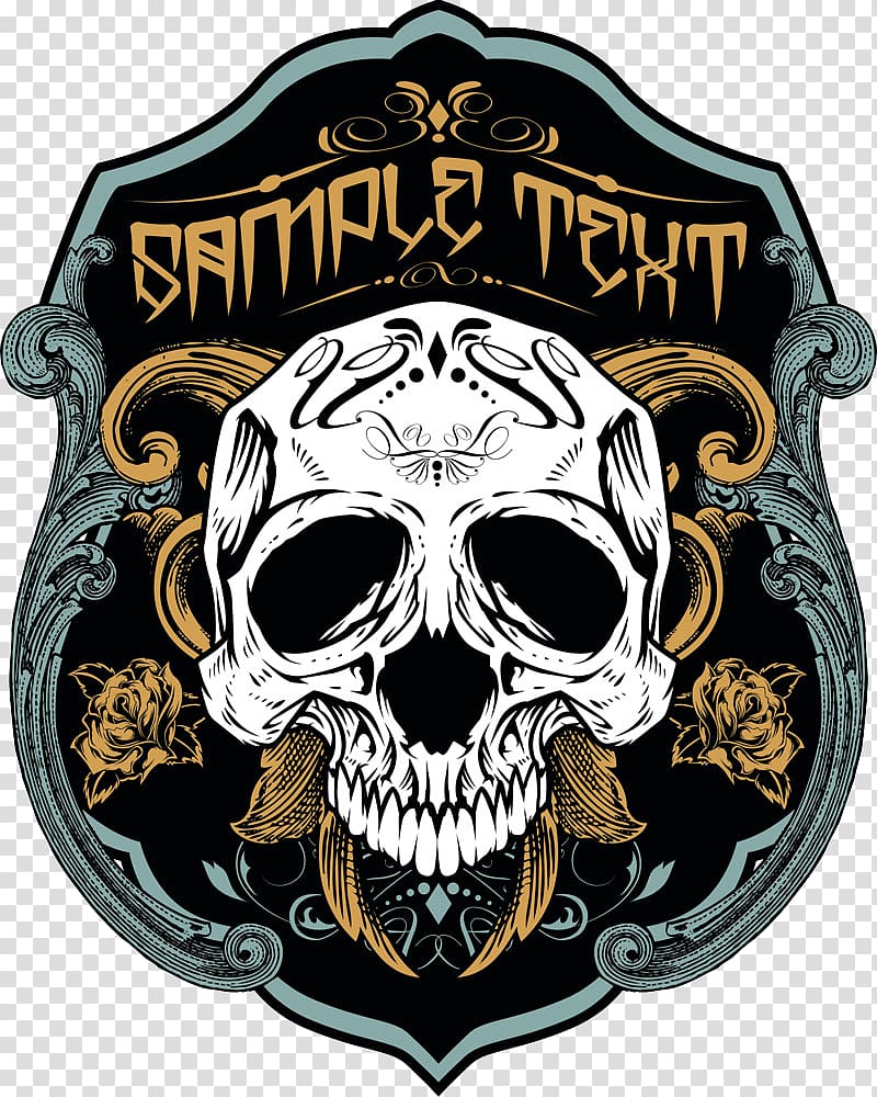sample text illustration, Printed T-shirt Skull Necklace, Skull Shield transparent background PNG clipart