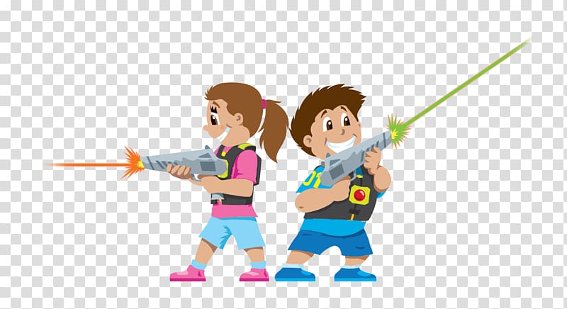 Boy and girl holding rifle illustration, Laser tag Game Child