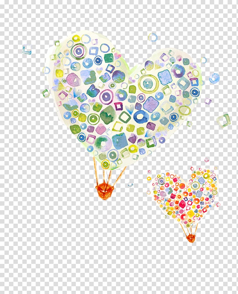 Cartoon Balloon Heart Illustration, Love hot air balloon transparent background PNG clipart