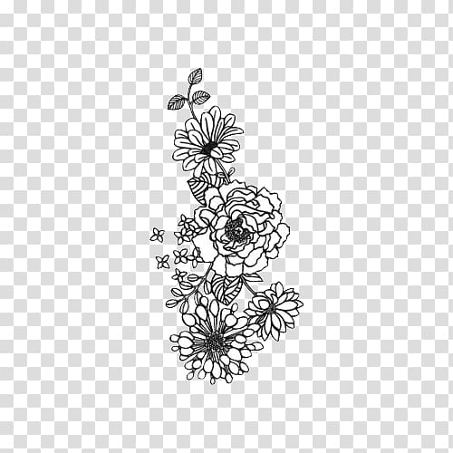 Flower Drawing Black and white, flower transparent background PNG clipart