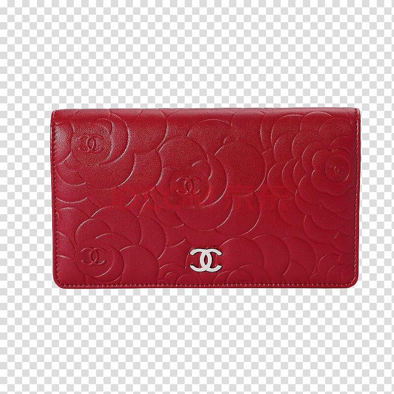 Wallet Leather Coin purse, Chanel dark red roses sheepskin wallet transparent background PNG clipart