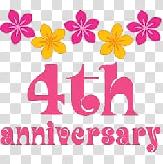 4th Anniversary art, 4th Anniversary Flowers transparent background PNG clipart