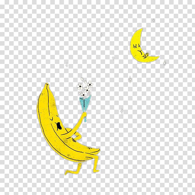 Banana Cartoon, Banana Moon to courtship transparent background PNG clipart