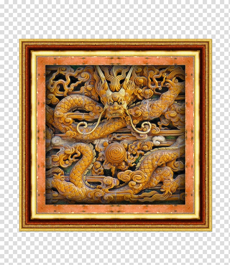frame Relief, Classical Dragon border relief transparent background PNG clipart