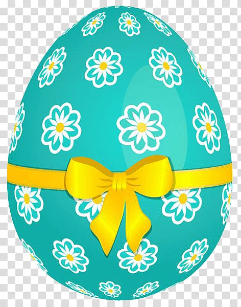 green and white floral Easter egg , Easter Egg Green Flowers transparent background PNG clipart