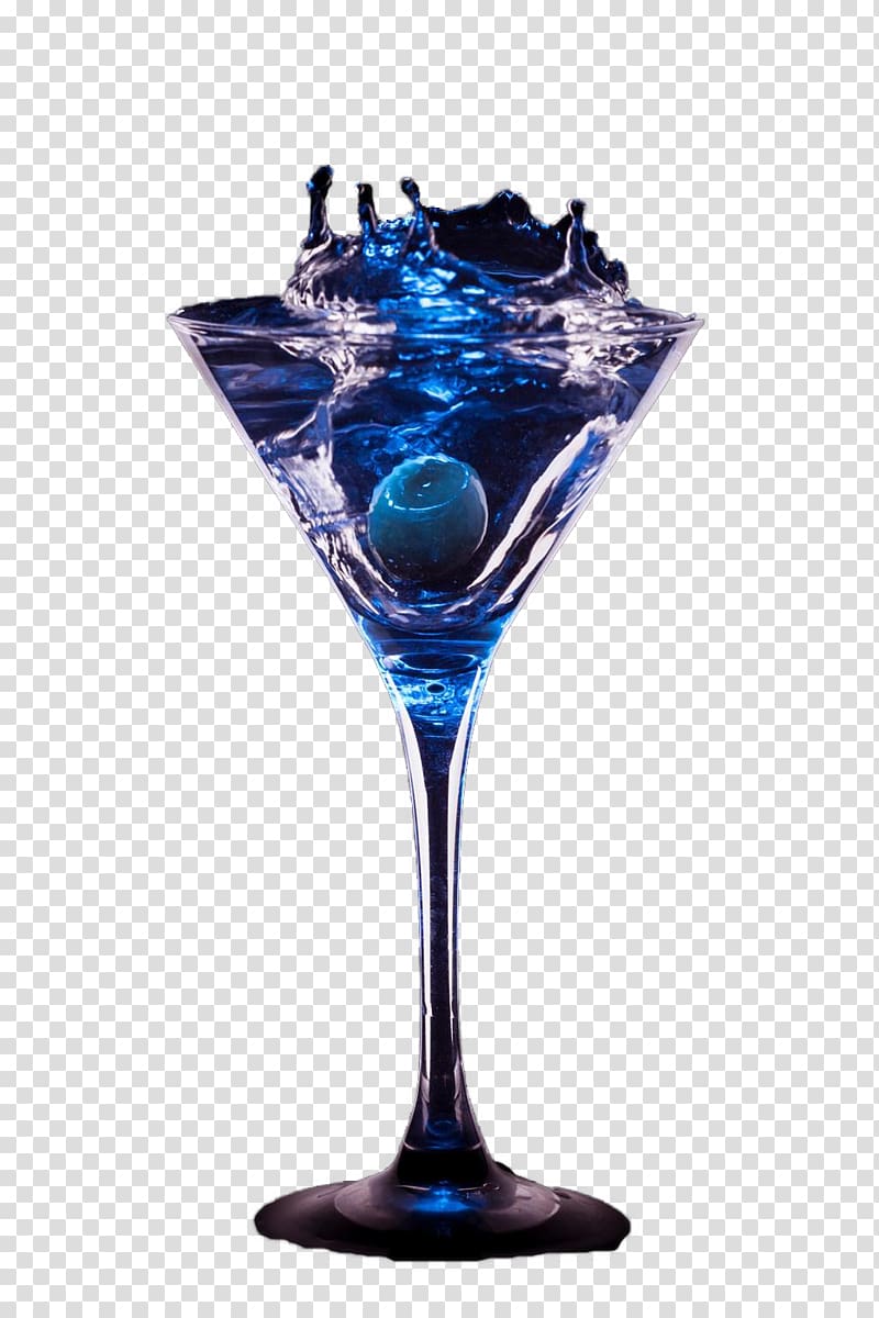 Transparent Blue Martini Glass