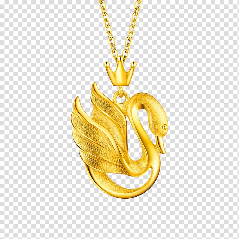 Locket Cygnini Necklace Gold Pendant, Swan Pendant transparent background PNG clipart
