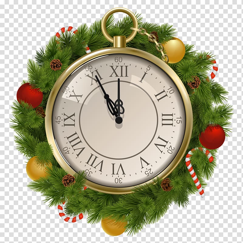 Christmas New Year Clock , Clock transparent background PNG clipart