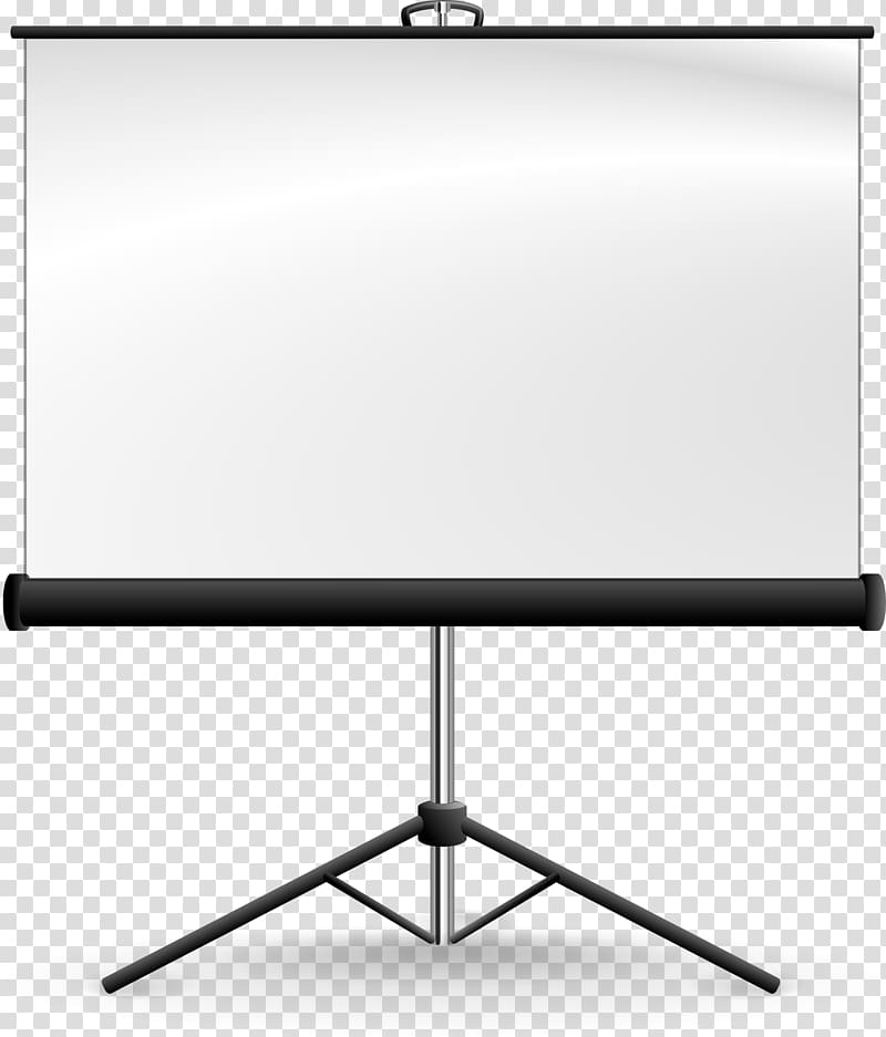 white and black projector canvas with stand, Projection Screens Multimedia Projectors Computer Monitors, screen transparent background PNG clipart