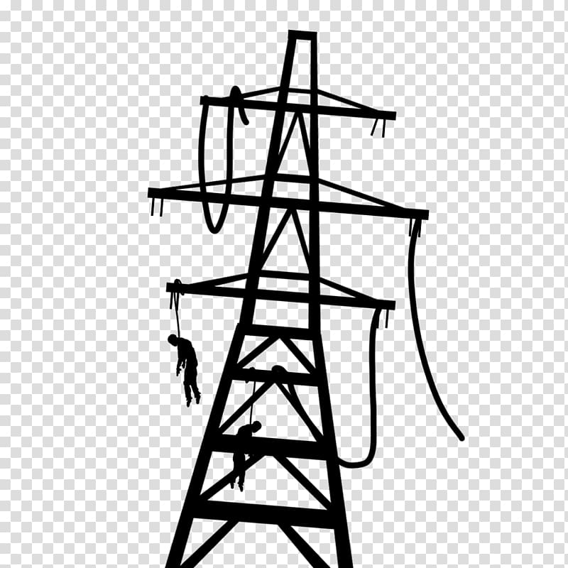 Transmission tower Electricity Art Black and white Silhouette, save electricity transparent background PNG clipart