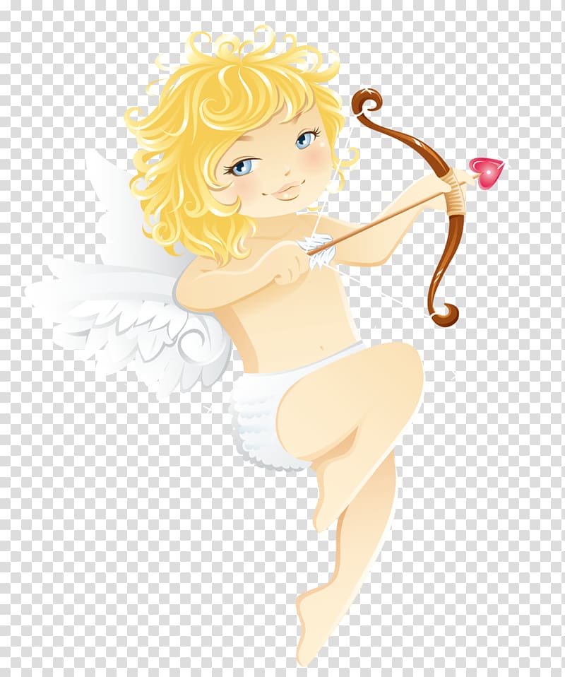 Cartoon Pin-up girl Yellow Fairy Illustration, Cute Cupid transparent background PNG clipart