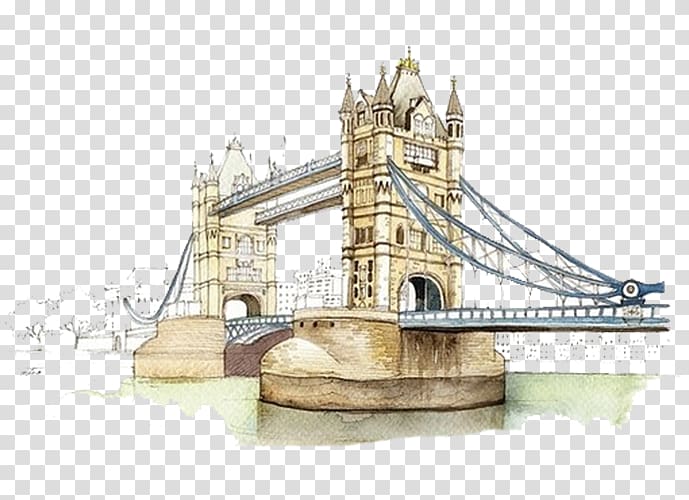 beige bridge illustration, London Bridge Tower of London Tower Bridge Landmark, London Tower Bridge transparent background PNG clipart