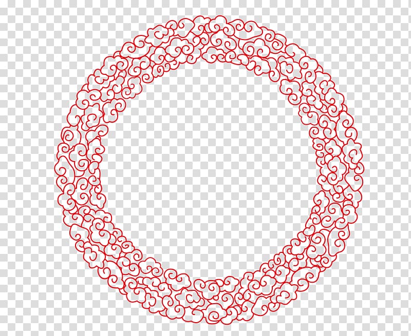 round red floral illustration, Circle Euclidean , Chinese-style clouds round border transparent background PNG clipart