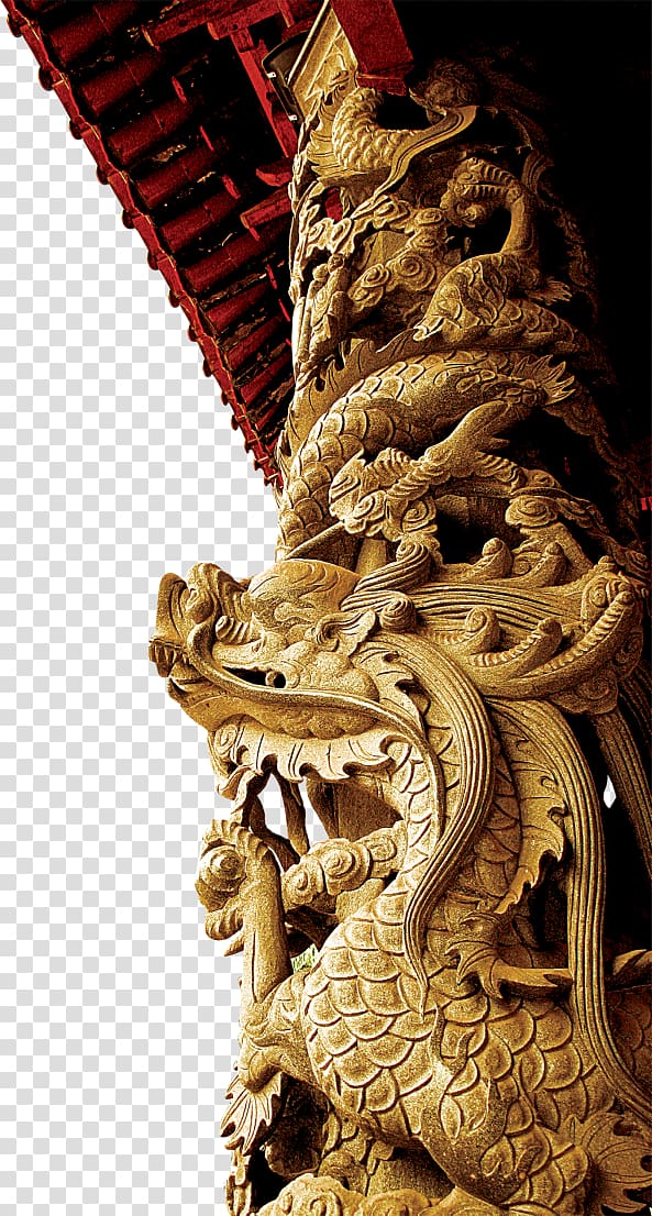 Chinese dragon structure, Column 3D computer graphics Icon, Chinese traditional building stone pillar carved dragon pattern transparent background PNG clipart