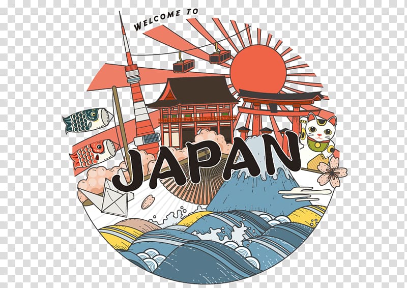 Japan , Mount Fuji Tourism Travel Tourist attraction Poster, Japanese manga style building transparent background PNG clipart
