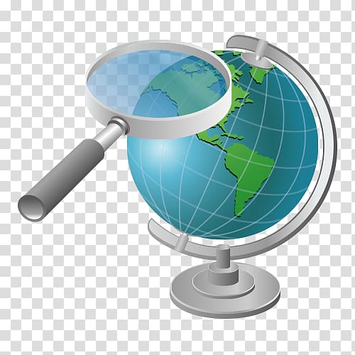 Globe Euclidean Icon, Magnifying glass material transparent background PNG clipart