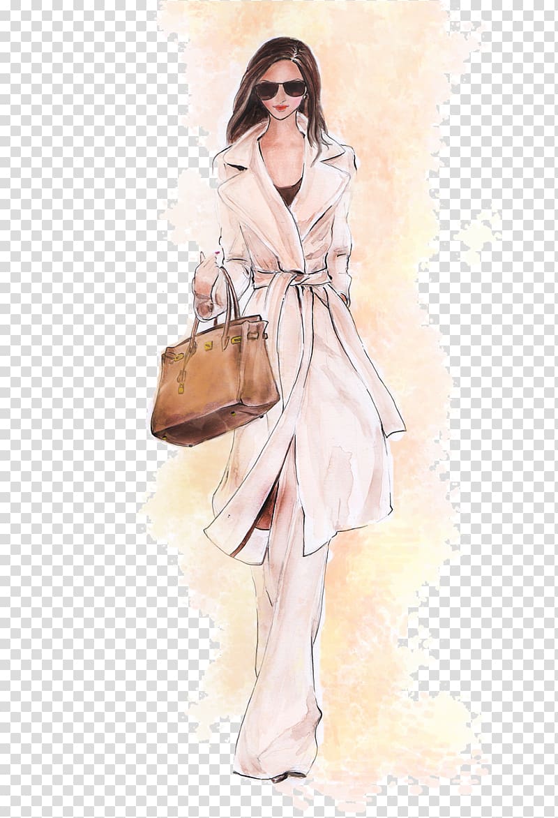 Supermodel fashion model, Fashion Illustration Watercolor transparent background PNG clipart