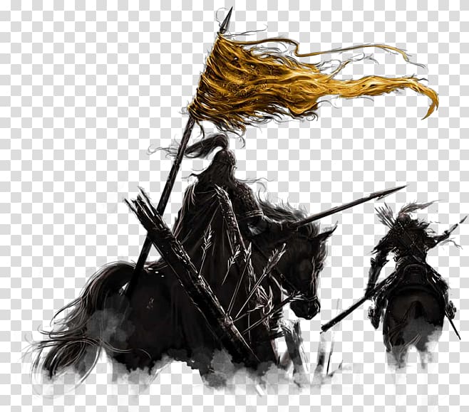 illustration of warriors riding horses, , Ink battlefield transparent background PNG clipart