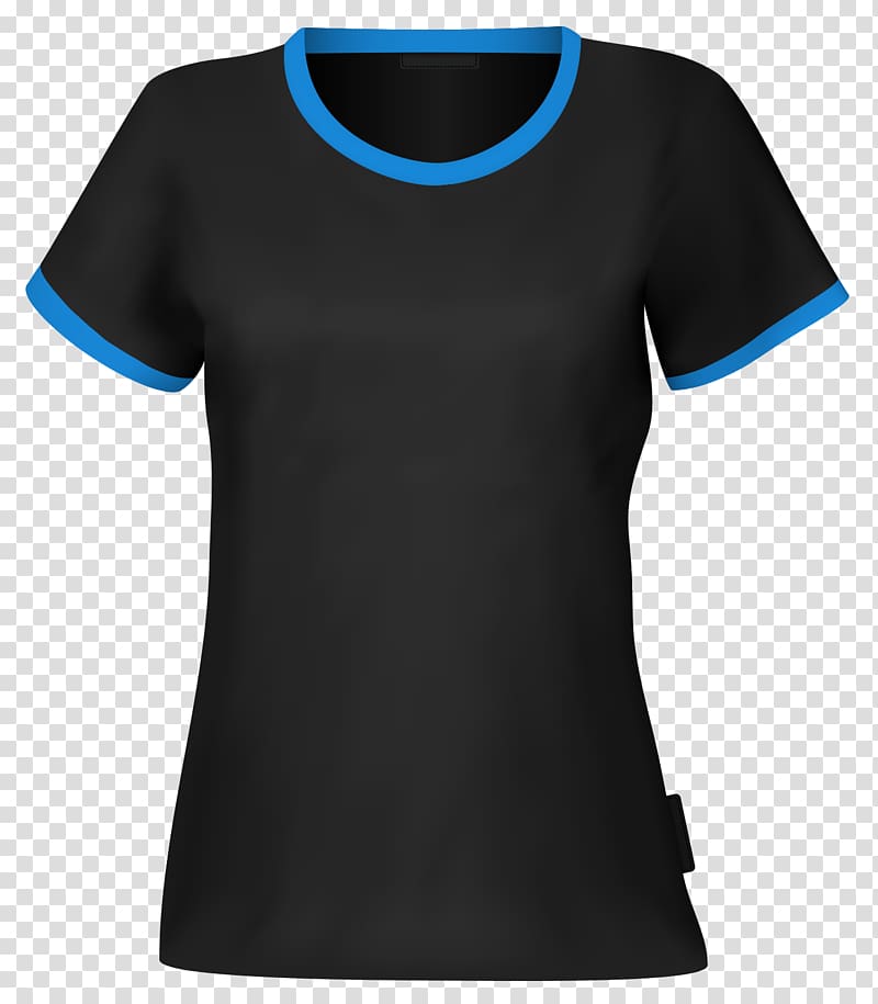 T-shirt Blue Sleeve, Black blue collar T-shirt transparent background PNG clipart