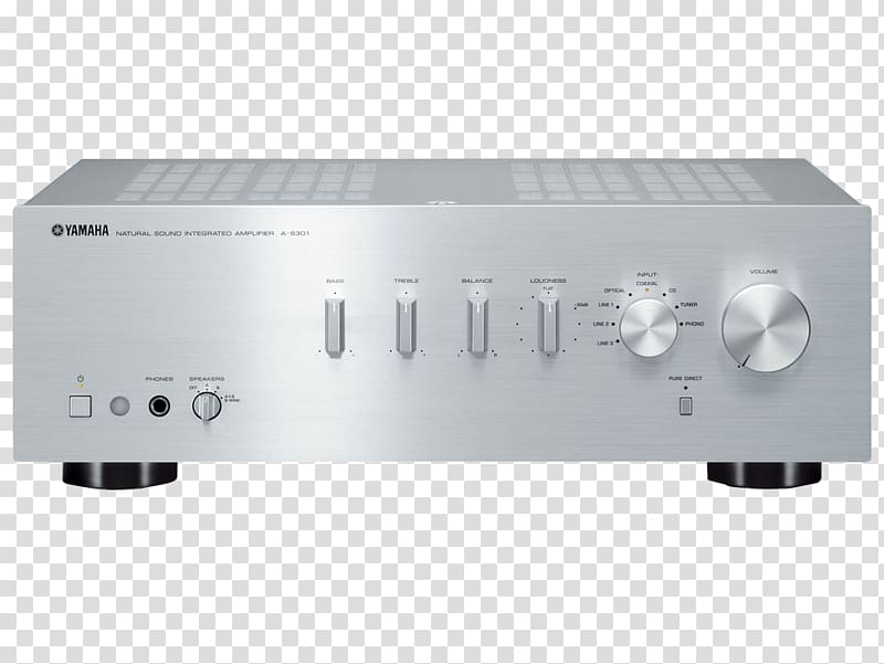 Stereo Amplifier Yamaha A-S501 2x 85 WSilver Audio power amplifier Yamaha Corporation Integrated amplifier, Integrated Amplifier transparent background PNG clipart