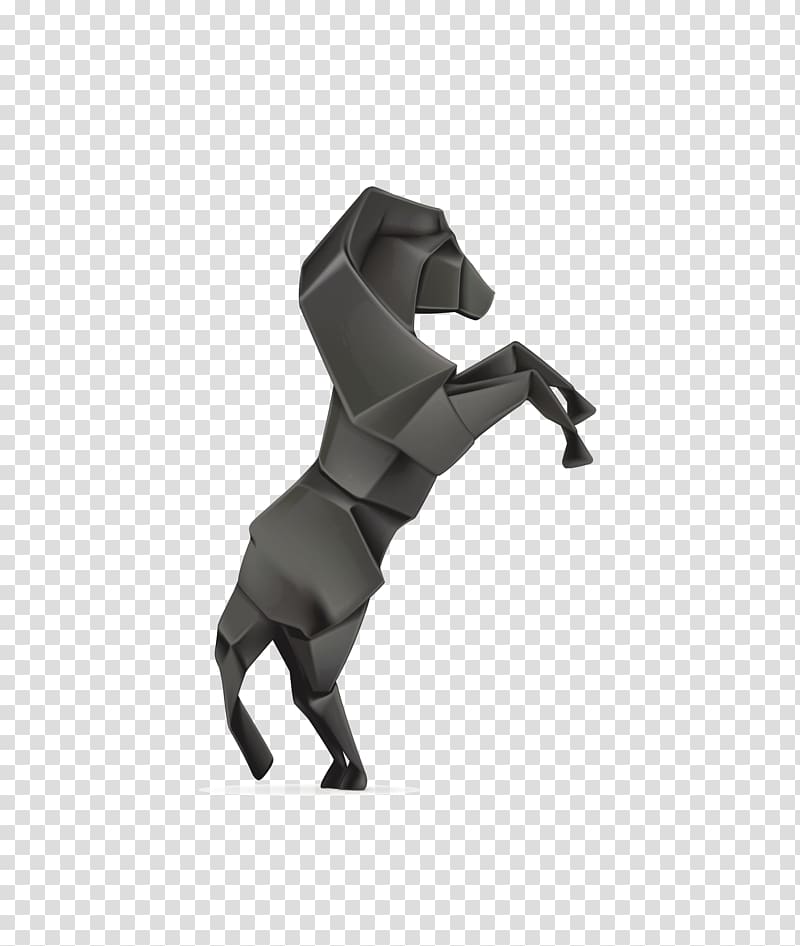 Horse Paper Origami , black animal origami culture horse transparent background PNG clipart
