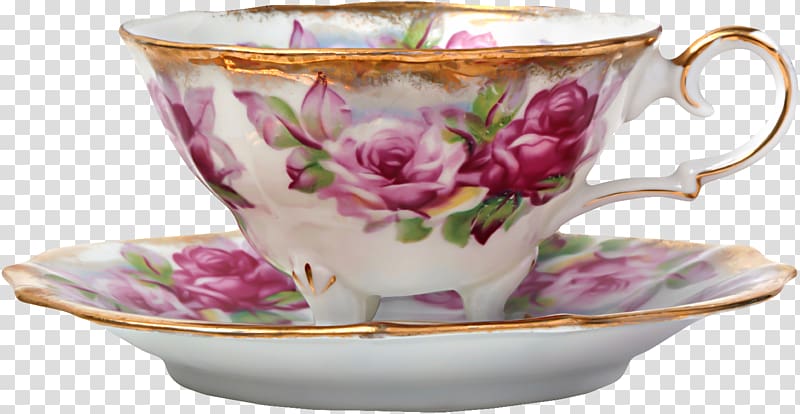 Teacake Tea party Scone Teacup, Continental rose print mug transparent background PNG clipart
