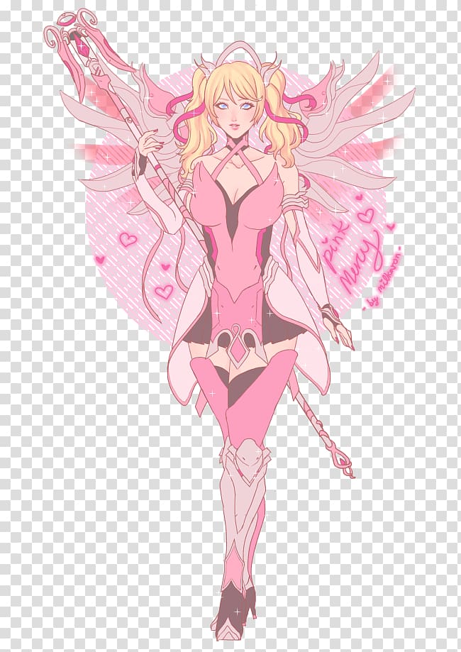 Overwatch Mercy Fan art Blizzard Entertainment, pink mercy transparent background PNG clipart