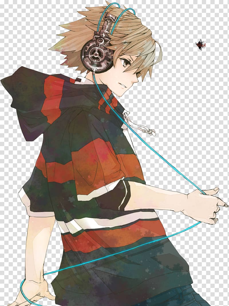 brown-haired boy with headphones , Anime convention Manga Fan art Boy, Manga boy transparent background PNG clipart