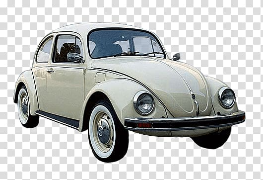 white Volkswagen Beetle coupe, Beetle Cream Color transparent background PNG clipart