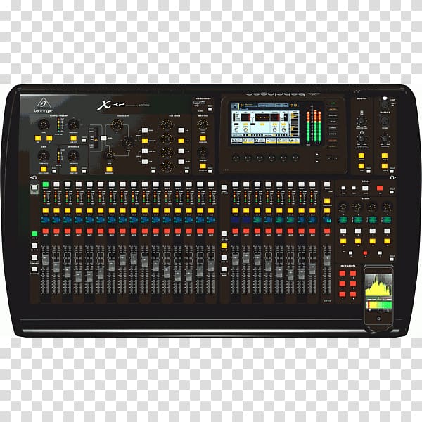 BEHRINGER X32 X32 Digital Mixing Console Audio Mixers, black mirror hang the dj music transparent background PNG clipart