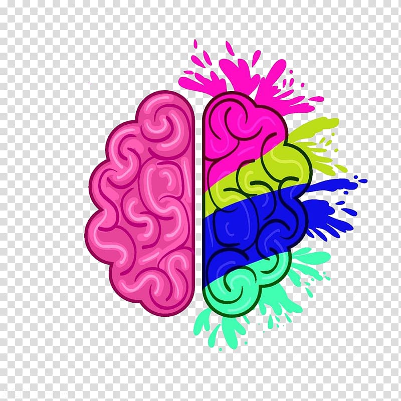 hand-painted half of the brain flowers transparent background PNG clipart
