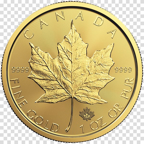 Canadian Gold Maple Leaf Bullion coin, gold leaf transparent background PNG clipart