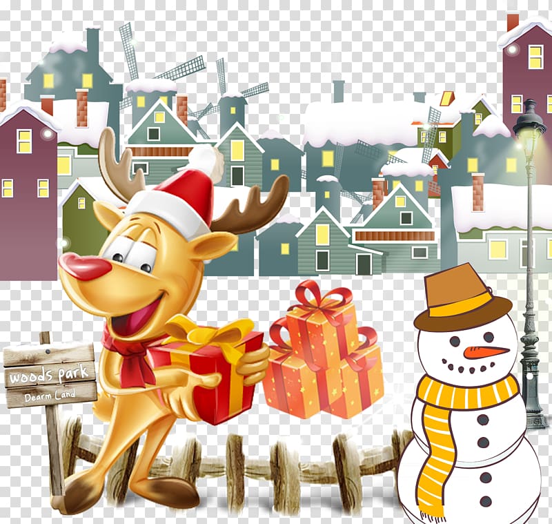Snowman Winter Illustration, Winter gifts transparent background PNG clipart