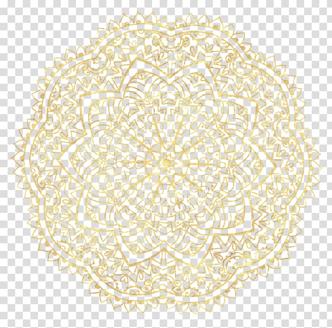 gold floral illustration, Descent to the Goddess: A Way of Initiation for Women Mandala Doily Circle Place Mats, pattern mandala gold transparent background PNG clipart