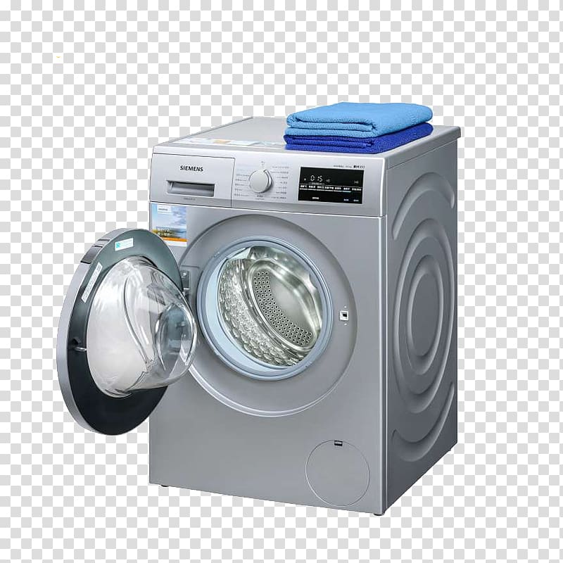 Washing machine Home appliance Siemens, Full automatic drum washing machine transparent background PNG clipart