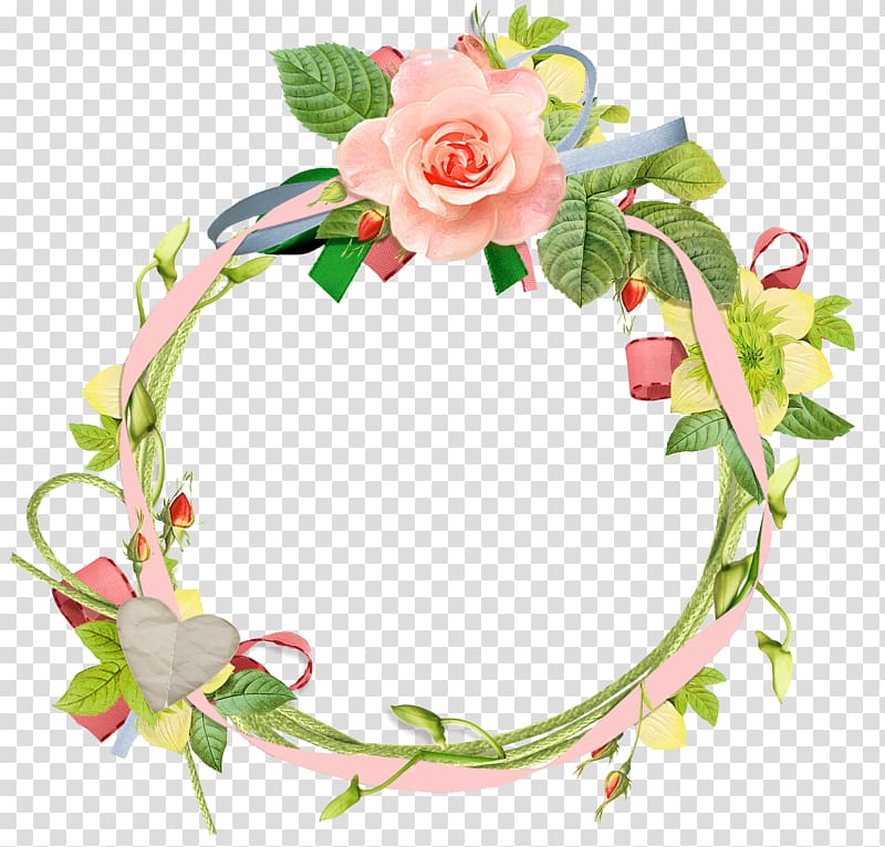 green and pink floral wreath, Frames Flower , FLORAL CIRCLE transparent background PNG clipart