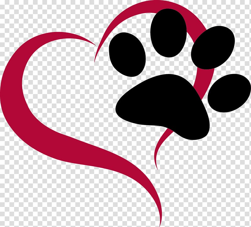 black paw and red heart , Traverse City Cherryland Humane Society Dog Cat Adoption, paw transparent background PNG clipart